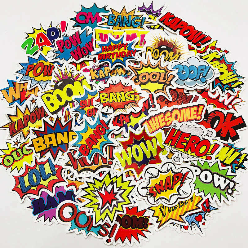 50 fun creative Text Bomb Stickers Pop Style Buzzword Stickers Toy DIY Refrigerator Stickers