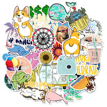 50 pieces of ins and wind cute minimalist stickers PVC waterproof stickers Amazon does not infringe on suitcase skateboard stickers