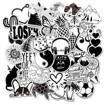 50 pieces in the new black and white minimalist series Graffiti stickers personality suitcase skateboard computer dead fly waterproof paste