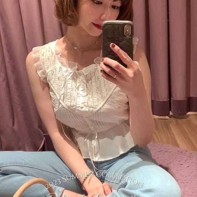 [Rr] Japanese Single D Brand Lace Pure Cotton Patchwork Skirt Hem Victorian Shirt Vest 3 Colors
