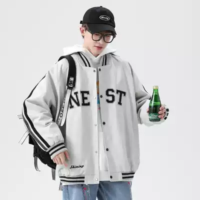 Men's spring and autumn jacket Harajuku port style ins Japanese stitching loose Korean version of the trend fashion baseball jacket