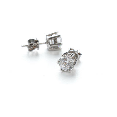 【 50% off ~ Autumn Discount 】1313 sterling silver round 1-carat zircon stud earrings for women 2026 new style earrings pair