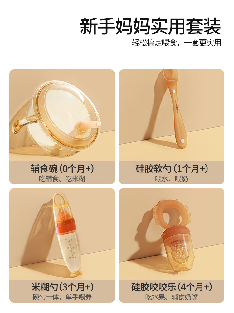 Baby Food Supplement Tools Complete Set of Baby Bowls and Spoons Set for Newborn Infants to Feed Water and Eat Rice Cereal, Special for Infants