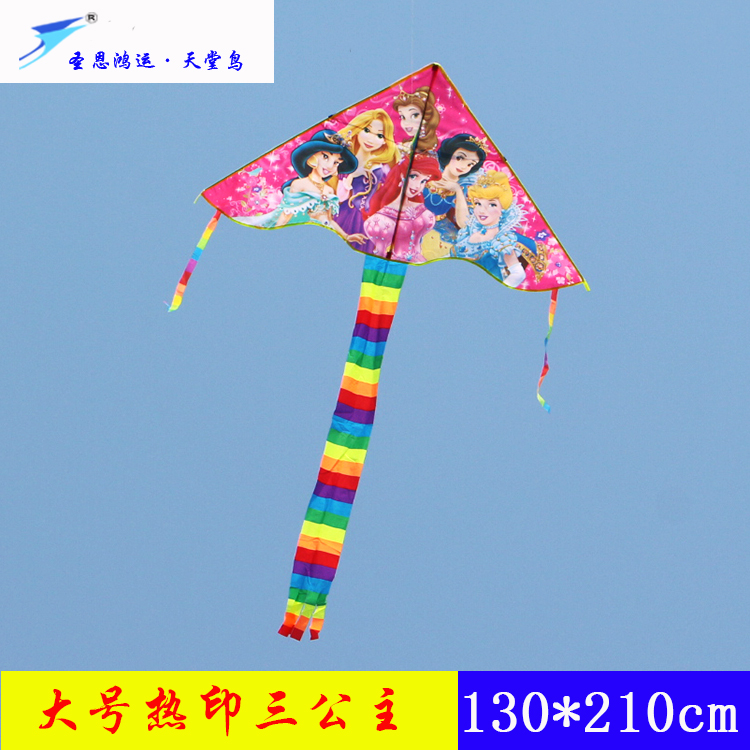 Weifang Hongyun kite big hot printing children's cartoon multi-tailed long-tailed rainbow triangle princess piggy ice and snow