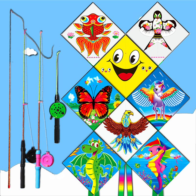 Weifang Hongyun kite plastic aircraft princess small kite diamond kite butterfly goldfish eagle snake fishing rod Shayan