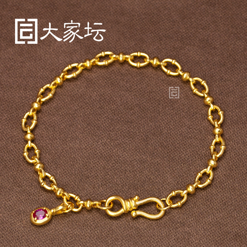 Dajiatan Feiyue Jinyu Bracelet for Women, Retro and Elegant Bracelet with Inlaid Ancient Gold, Pure Gold 999