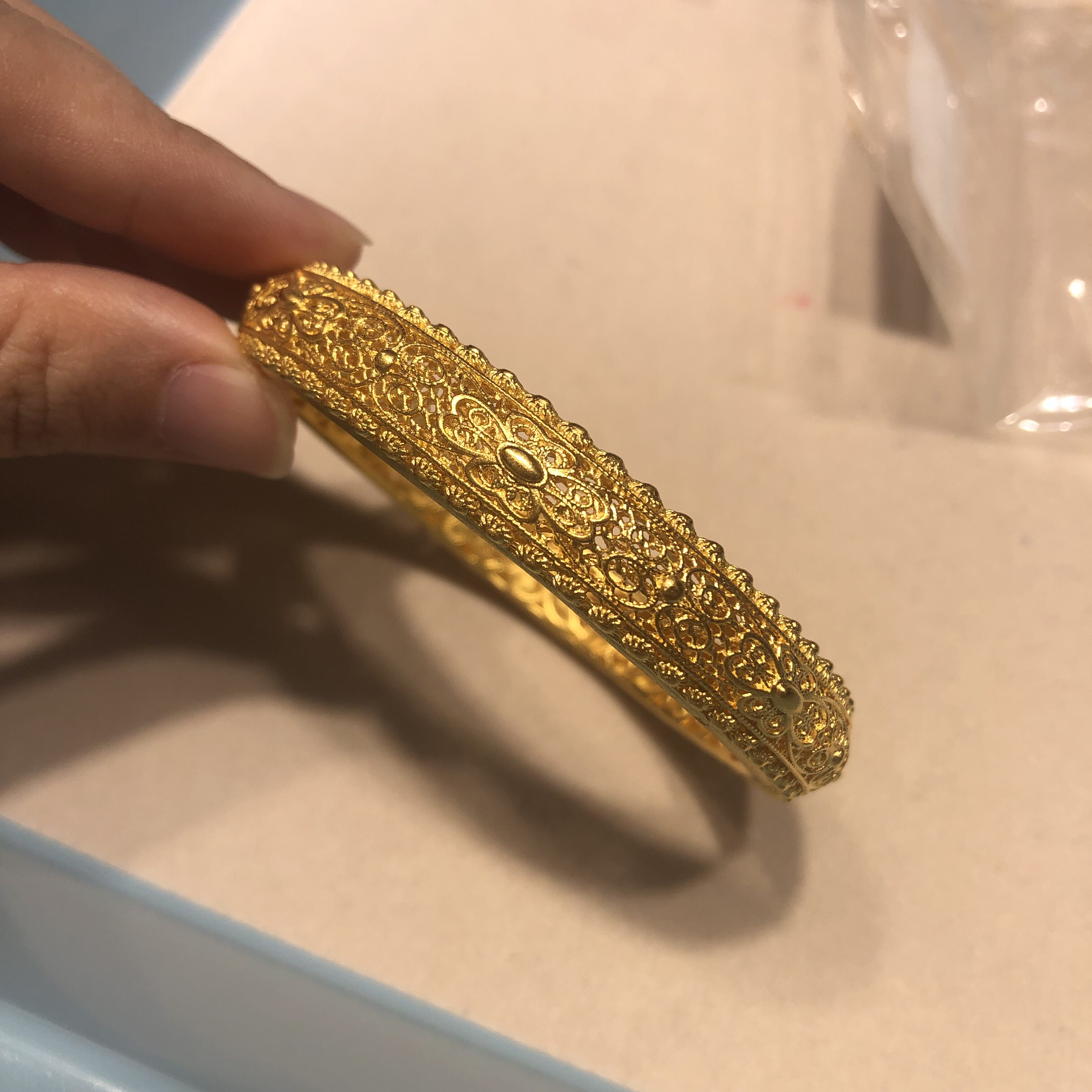 Dajiatan ancient method icing on the cake Bracelet hollow flower gold pure gold 999