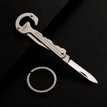 Three-edged wood portable stainless steel key knife idea carry-on key button folding knife metal pendant key ring