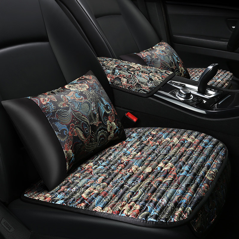 New Four Seasons Car cushions Buckwheat Hull Three Sets Versatile Embroidered Breathable Monolithic Car Cushion No Backrest Car Seat Cushion