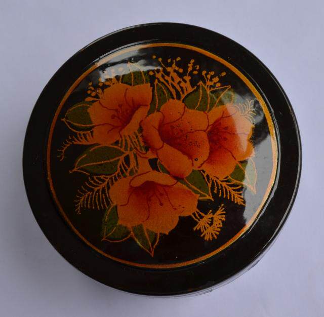 Japanese lacquerware round floral lacquered box First accessories box Small items finishing multifunctional lacquer boxes delicately beautiful and practical