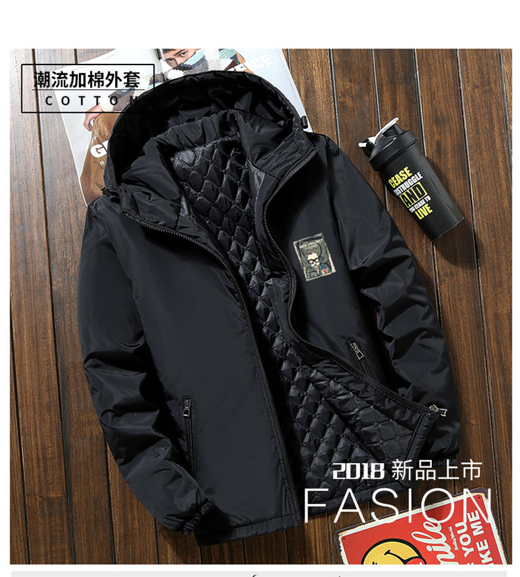 Mùa thu và mùa đông cộng với phân bón XL áo khoác cotton nam sinh viên Bọ cạp xu hướng thanh niên béo mạng lưới áo khoác đỏ quần áo cotton nam quần tây nam đẹp