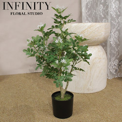 Simulated Rice Orchid Potted Green Leaf Plant Desktop Ornament Modern Minimalist Style Indoor Landscaping Home Decoration