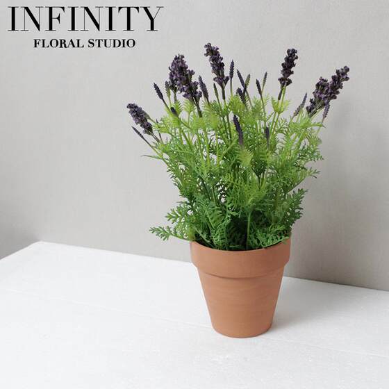 Simulated Artificial Flower Potted Plant with Red Clay Flower Pot, Lavender, French Pastoral Style, Nordic Decorative Home Furnishings
