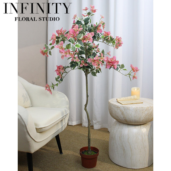 Simulated Bougainvillea Tree with Floating Branches, Potted Plant, 3D Printed Home Decoration Ornament, Natural and Simple French-Korean Style