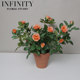 Simulated Rose Juice Rose Potted Plant Red Clay Flower Pot Artificial Flower Home Decoration Ornament Simple French Natural Style