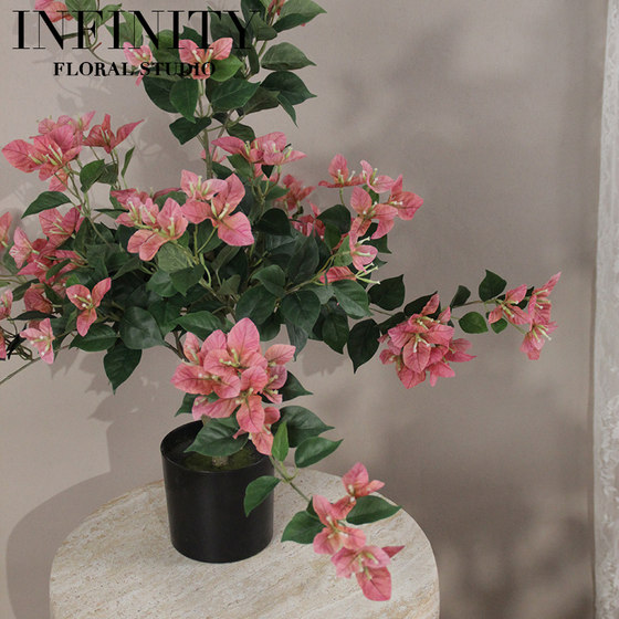 Artificial Bougainvillea Potted Plant with Floating Branches, Greenery, Fake Flower Ornament for Home Decoration, Indoor Display, Tabletop Flower, Living Room, Natural Look
