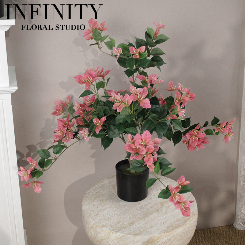 Artificial Bougainvillea Potted Plant with Floating Branches, Greenery, Fake Flower Ornament for Home Decoration, Indoor Display, Tabletop Flower, Living Room, Natural Look