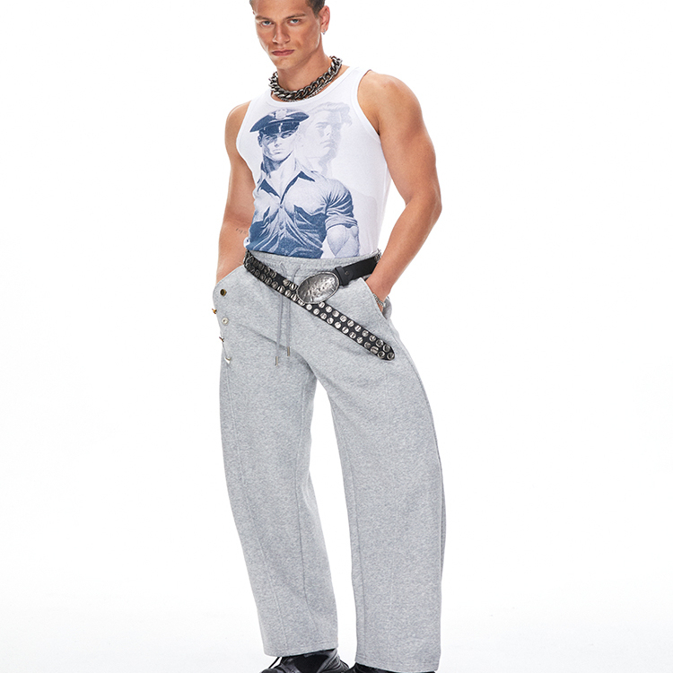 Kaiwu American Retro Ribbed Tank Top with Military and Police Print, Versatile Casual Slim-Fit Niche Designer Sports Innerwear