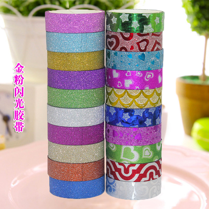 Color glitter tape Glitter gold glitter tape Student album creative DIY decorative hand account pattern sticker