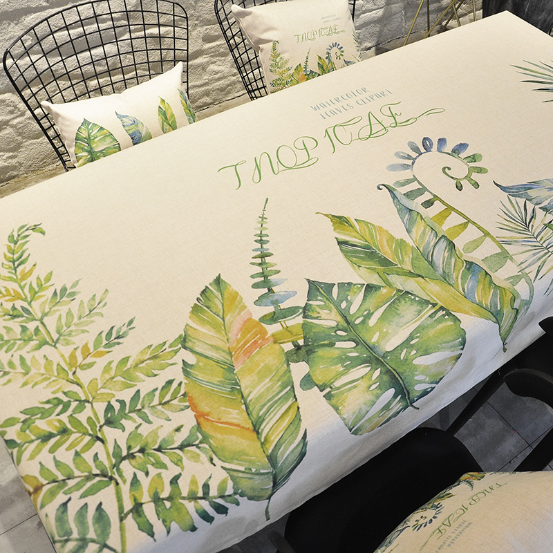 Nordic cotton and hemp waterproof and oilproof net red ins tablecloth Fabric dining table cloth European small fresh rectangular coffee table pad