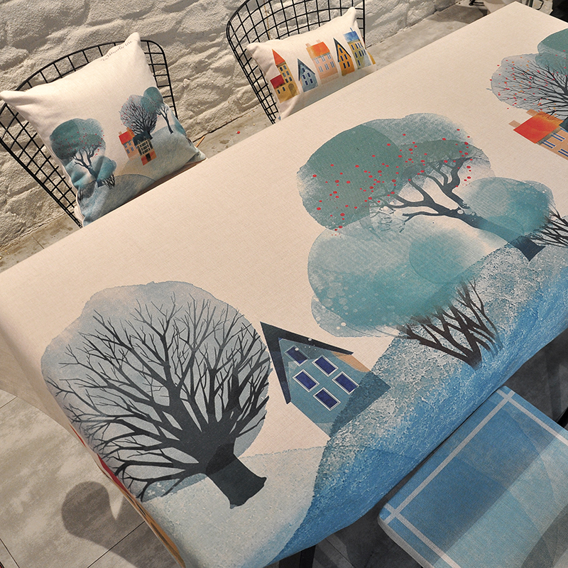 Simple modern cotton and hemp Nordic net red ins tablecloth Fabric rectangular dining table cloth Water-proof oil-proof coffee table pad