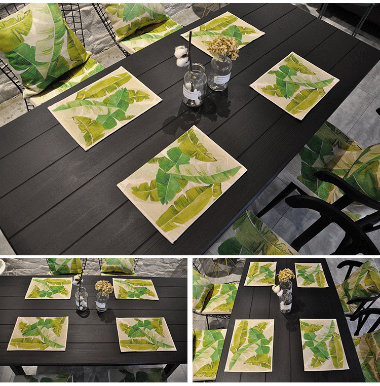 Bắc âu gió cotton linen nghệ thuật placemat bảng vải vải khăn ăn bowl coaster tấm pad cách nhiệt bộ đồ ăn chống nóng mat mẫu khăn trải bàn
