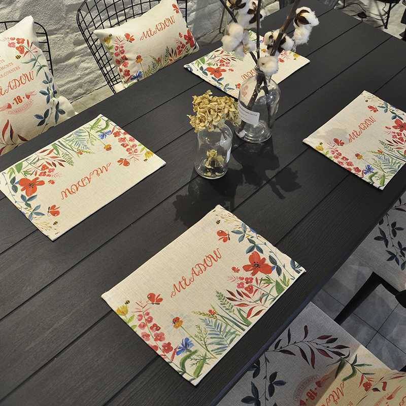 Minima Modern Cotton Hemp Western Dining Mat Meal Cloth Insulation Cushion Table Mat Cotton Linen Cloth Art Plate Cushion Bowl Cushion Anti-Burn Mat