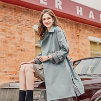 MG nhỏ voi thắt lưng giản dị áo gió nữ dài phần xuân 2019 mới dài tay áo rộng lưới khâu áo khoác thủy triều blazer nữ đẹp