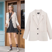 MG baby voi giản dị blazer nữ mùa thu 2018 mới chic nhỏ phù hợp với thời trang Áo sơ mi dáng thon áo vest nữ không cổ