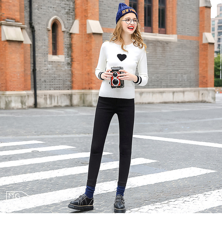 Quần legging MG màu đen cộng với chân nhung nữ mặc 2018 mùa thu mới quần âu dày quần mỏng quần baggy kaki nữ