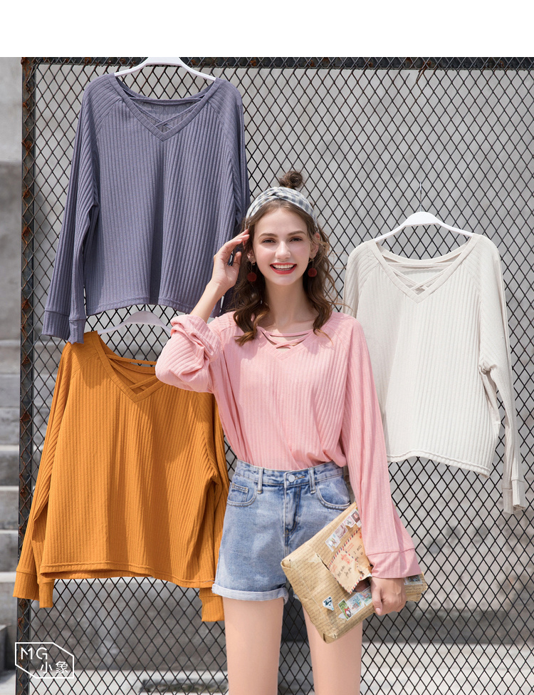 Áo len cổ lọ màu hồng hình con voi MG mùa thu nữ 2018 mới dài tay áo len lười gió áo thun top áo khoác cardigan