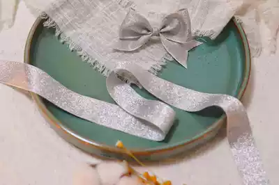 South Korea imported double-sided shiny handmade ribbon 4cm wide dreamy shiny bow pink purple Silver