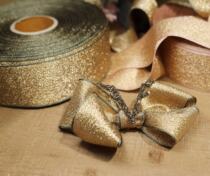 Imported shiny double-sided handmade ribbon clothing accessories bow webbing Gold 1 rice price 100cm