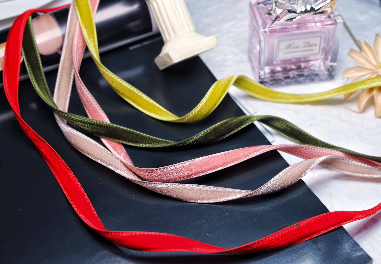 Velvet ribbon headband Japan imported DIY double-sided thin velvet ribbon flocking webbing 12mm jewelry material