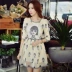 Pink Dabu Doll Phụ nữ thời trang Hàn Quốc Mũ trùm đầu Váy A-line Slim In Cutout Dress mẫu đầm xòe A-Line Váy