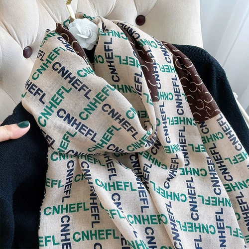 Демисезонный удерживающий тепло летний шарф с буквами, тонкая длинная пляжная накидка, в корейском стиле