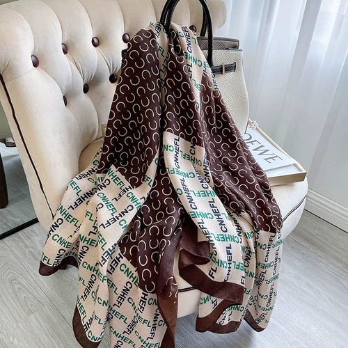 Демисезонный удерживающий тепло летний шарф с буквами, тонкая длинная пляжная накидка, в корейском стиле