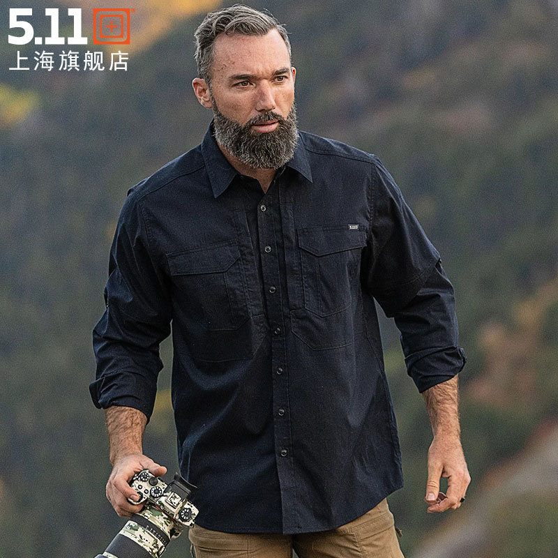 5.11 tactical shirt men elastic scratch resistant long sleeve shirt 72543 outdoor wear-resistant lapels 511 shirt anti-stain shirt