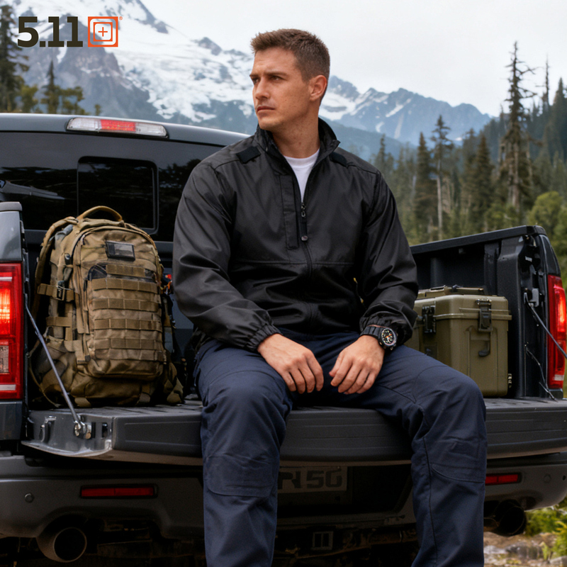 5.11 Tactical Jacket Men's Loose and Lightweight Tactical Clothing Self-Storing Tactical Jacket Outdoor Casual Jacket 48035