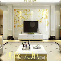 Light luxury European style Roman column background wall modern minimalist living room TV sofa 3D microcrystalline stone marble Roman column