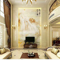 Customized European-style TV background wall living room full-body granite marble artificial stone duplex villa Roman columns