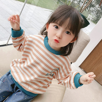  Girls spring bottoming shirt 2021 new childrens clothing childrens wild casual top baby western sweater tide