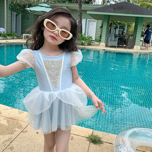 ເດັກຍິງຊຸດລອຍນ້ໍາຫນຶ່ງສິ້ນ, ຊຸດລອຍນ້ໍາເດັກນ້ອຍຄົນອັບເດດ:, ຊຸດ summer, ເດັກຍິງ, ແຂນ puff ງາມ, Princess gauze skirt swimsuit