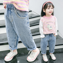  Girls jeans autumn 2020 new Korean childrens pants Western style little girl baby casual pants