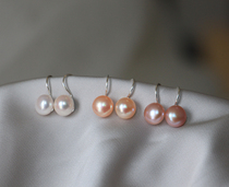 Full body sterling silver S925 temperament wild minimalist freshwater pearl drop earrings Ear hook hypoallergenic earrings