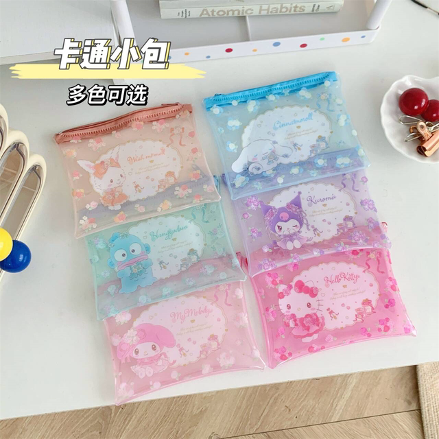 Multifunctional PVC cartoon transparent color jelly bag, toiletry bag storage bag, makeup bag 11.5*14.5cm