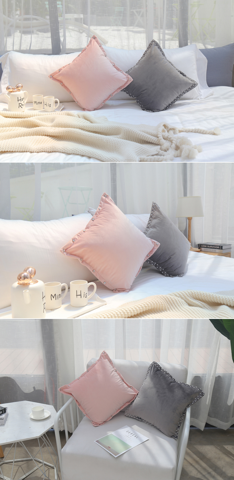 Mới nhung rắn màu châu Âu gối gối đinh tán sofa gối đệm giường gối màu hồng - Trở lại đệm / Bolsters gối để ghế sofa
