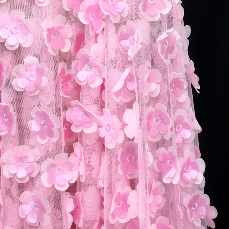 Net-yarn embroidery three-dimensional flower lace fabric solid double layer flower wedding dresses fabric accessories new