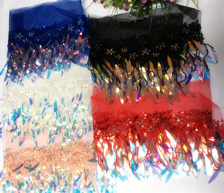 Sweet symphony white red Royal blue Black sequins gold lace Wedding dress skirt Tassel sequins lace accessories