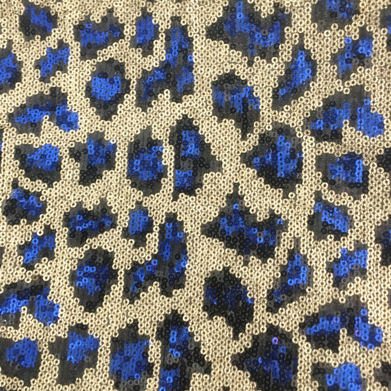 Description Picture 6 of itemSmall leopard wild personality popular queen red and blue leopard sequined fabric embroidered dress sequined fabric